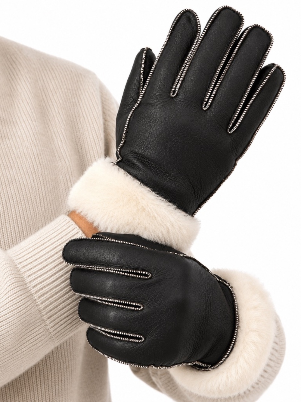Unisex Premium Shearling Sheepskin Leather Gloves